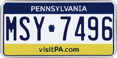 PA license plate MSY7496