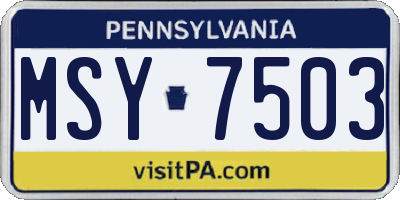 PA license plate MSY7503