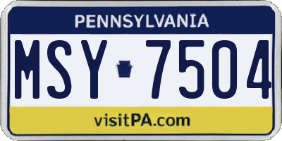 PA license plate MSY7504