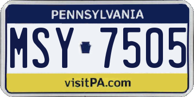 PA license plate MSY7505