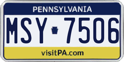 PA license plate MSY7506