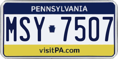 PA license plate MSY7507