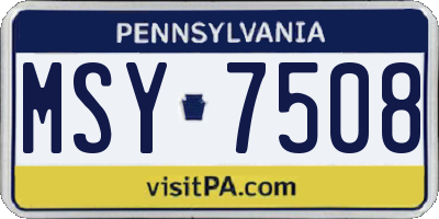 PA license plate MSY7508