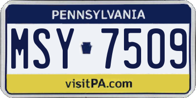 PA license plate MSY7509