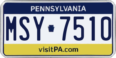 PA license plate MSY7510