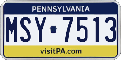 PA license plate MSY7513