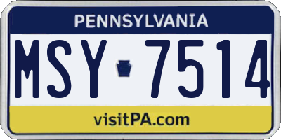 PA license plate MSY7514