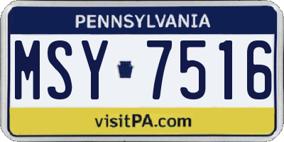 PA license plate MSY7516