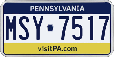 PA license plate MSY7517