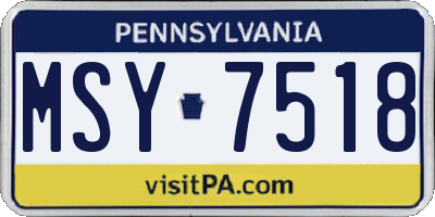 PA license plate MSY7518