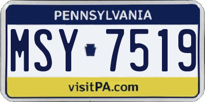 PA license plate MSY7519