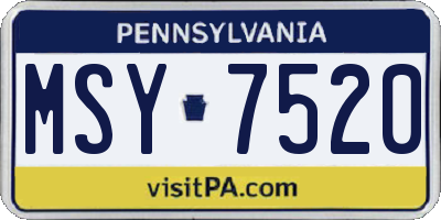 PA license plate MSY7520