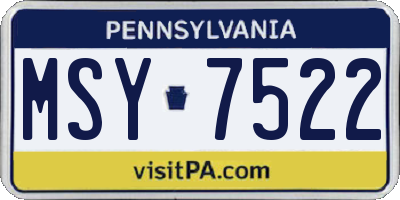 PA license plate MSY7522