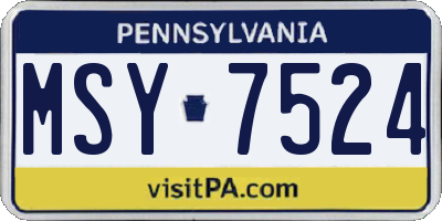 PA license plate MSY7524