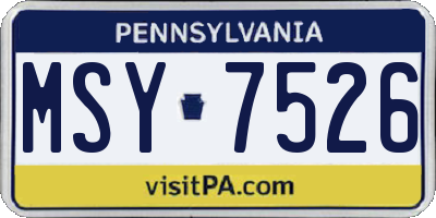 PA license plate MSY7526