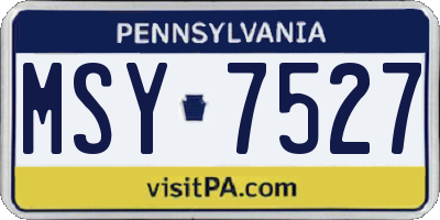 PA license plate MSY7527