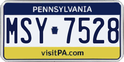 PA license plate MSY7528