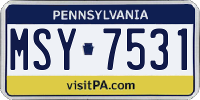 PA license plate MSY7531