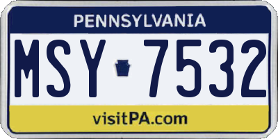 PA license plate MSY7532