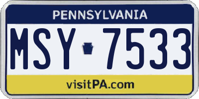PA license plate MSY7533