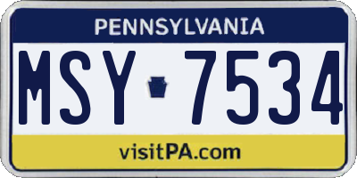 PA license plate MSY7534