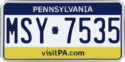 PA license plate MSY7535