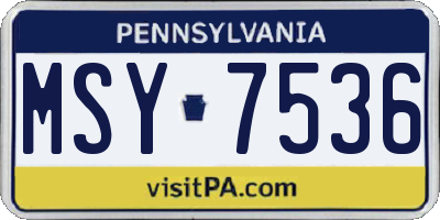 PA license plate MSY7536