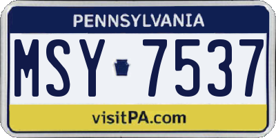 PA license plate MSY7537