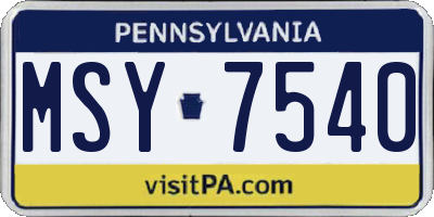 PA license plate MSY7540