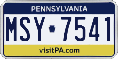 PA license plate MSY7541