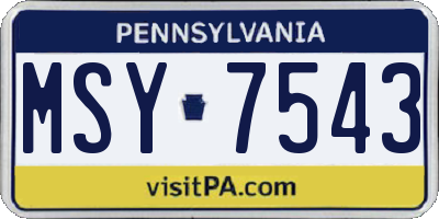 PA license plate MSY7543