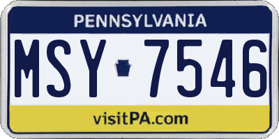 PA license plate MSY7546