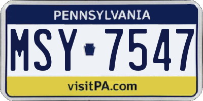 PA license plate MSY7547