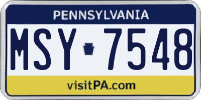 PA license plate MSY7548
