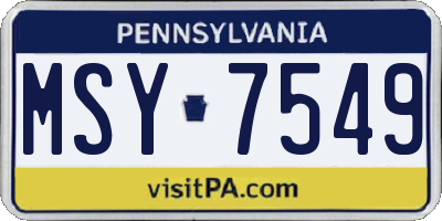 PA license plate MSY7549