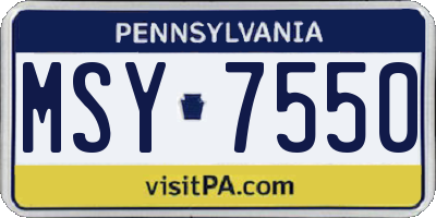 PA license plate MSY7550