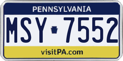 PA license plate MSY7552
