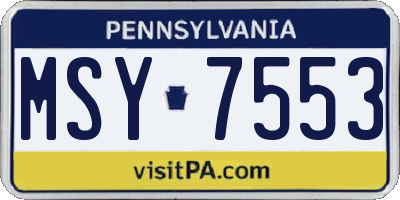 PA license plate MSY7553