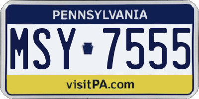 PA license plate MSY7555
