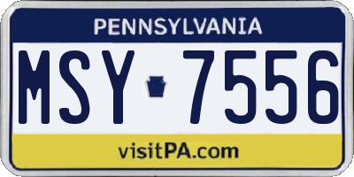 PA license plate MSY7556