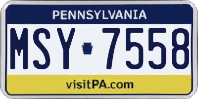 PA license plate MSY7558