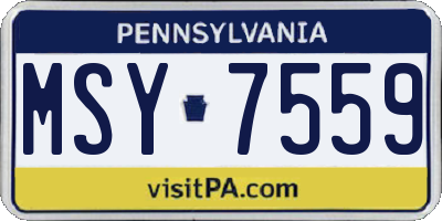 PA license plate MSY7559