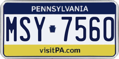 PA license plate MSY7560