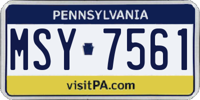 PA license plate MSY7561