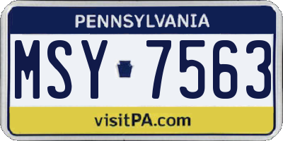 PA license plate MSY7563