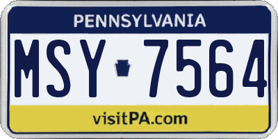 PA license plate MSY7564