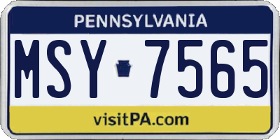 PA license plate MSY7565