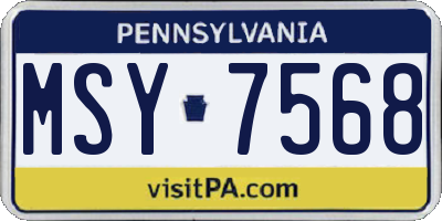 PA license plate MSY7568