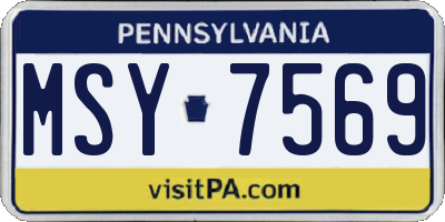 PA license plate MSY7569