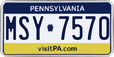 PA license plate MSY7570